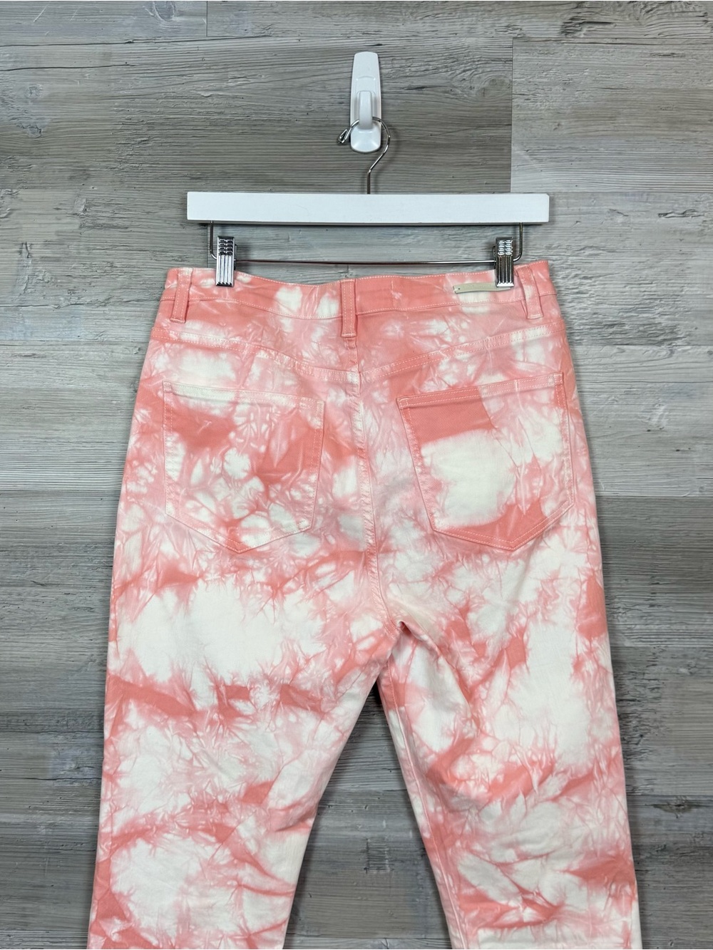 Soft Surroundings Tie Dye Ankle Jeans Pink White Size 12 Cropped Slim Stretch - Picture 4 of 7
